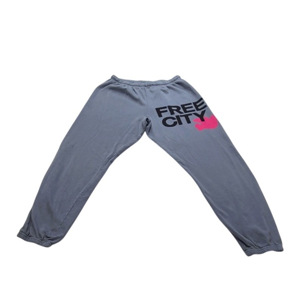 Free City Sweatpants Grey Graphic Logo Cotton Joggers Made in USA Small